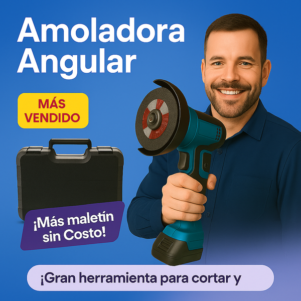 AMOLADORA ANGULAR + 1 Batería + 2 Ruedas de Corte de Metal
